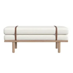 Upholstered Bench With Wood Base Cream Boucle - HomePop -Furniture Shop GUEST 84ec80c1 573c 4410 83c7 f9dfcbfd0c7d