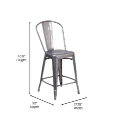Emma And Oliver Clear Coated Metal Stool With Backrest And Polyresin Seat For Indoor Use Only -Furniture Shop GUEST 85b80a53 0710 4ee4 8aee c8b4b2402040