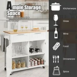 Costway Rolling Kitchen Cart Island Heavy Duty Storage Trolley Cabinet Utility White 13 Costway Rolling Kitchen Cart Island Heavy Duty Storage Trolley Cabinet Utility White -Furniture Shop GUEST 86143d88 0177 4401 a3b5 bdced3ed682f