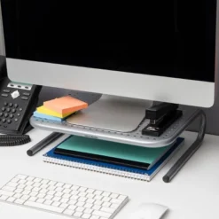 Mind Reader 2pk Metal Monitor Stand/Riser Silver -Furniture Shop GUEST 8653cf05 36b3 4c81 88a6 48e35da6904e