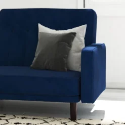 Emma And Oliver Plush Padded Upholstered Split Back Sofa Futon With Vertical Channel Tufting And Wooden Legs -Furniture Shop GUEST 86a3b819 ee06 4e85 8729 e98da70d9da2