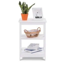 Costway 2PC 3-Tier Nightstand End Table Storage Display Shelf Living Room Furni White -Furniture Shop GUEST 87c569d2 e8bf 48d0 bbef 9336685ace0b