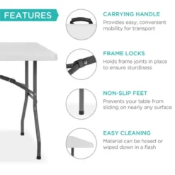 Best Choice Products 6ft Plastic Folding Table, Indoor Outdoor Heavy Duty Portable W/ Handle, Lock For Picnic 11 Best Choice Products 6ft Plastic Folding Table, Indoor Outdoor Heavy Duty Portable W/ Handle, Lock For Picnic -Furniture Shop GUEST 8ac0bb15 61ae 4e5f b124 ea98e256235b