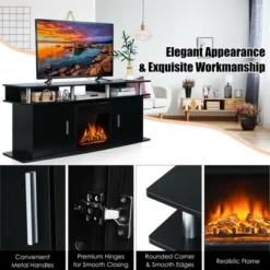 Costway 63'' Fireplace TV Stand W/18'' 1500W Electric Fireplace Up To 70'' Black 19 Costway 63'' Fireplace TV Stand W/18'' 1500W Electric Fireplace Up To 70'' Black -Furniture Shop GUEST 8ba42864 b3ad 4ced 98fc 86d86c0ba718