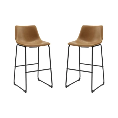 Set Of 2 Laslo Modern Upholstered Faux Leather Barstools - Saracina Home 11 Set Of 2 Laslo Modern Upholstered Faux Leather Barstools - Saracina Home - Image 9