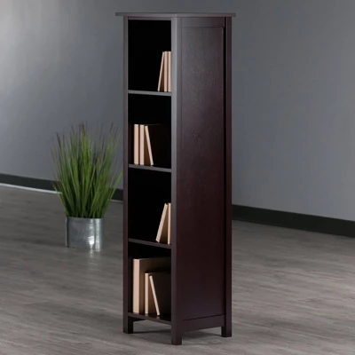 55.98" 5 Tier Milan Storage Shelf Or Bookshelf Tall Walnut - Winsome 8 55.98" 5 Tier Milan Storage Shelf Or Bookshelf Tall Walnut - Winsome - Image 6