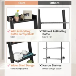 Costway 4-Tier Ladder Shelf Leaning Bookshelf WithAnti-falling Baffle Wood Bookcase Black/White 21 Costway 4-Tier Ladder Shelf Leaning Bookshelf WithAnti-falling Baffle Wood Bookcase Black/White -Furniture Shop GUEST 8c69c8d4 db50 4352 aa61 548a7403d84d