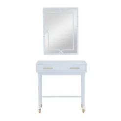 Set Of 2 Traditional Wood Console Tables With Mirror White - Olivia & May