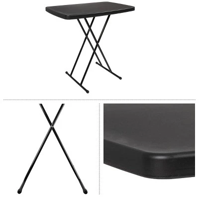 Folding Table Set - Set Of 2 Lightweight Portable Tables - Small Plastic Desk For Camping, Playing Cards, Crafting, And More By Everyday Home (Black) 4 Folding Table Set - Set Of 2 Lightweight Portable Tables - Small Plastic Desk For Camping, Playing Cards, Crafting, And More By Everyday Home (Black) - Image 2