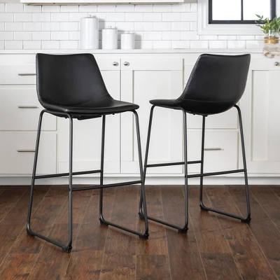 Set Of 2 Laslo Modern Upholstered Faux Leather Barstools - Saracina Home 7 Set Of 2 Laslo Modern Upholstered Faux Leather Barstools - Saracina Home - Image 5