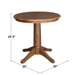 29.9" Dining Tables Laughlin Round Top Pedestal Distressed Oak - International Concepts -Furniture Shop GUEST 8e4e3282 11f8 4ea9 af1b 36d62495e7e4