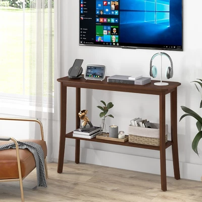 Costway 2-tier Console Entryway Table Wooden Sofa Behind Couch Table 38'' X 14'' X 30'' 6 Costway 2-tier Console Entryway Table Wooden Sofa Behind Couch Table 38'' X 14'' X 30'' - Image 4