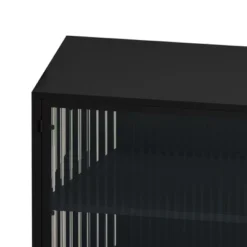 43.31" Contemporary Glass Door Cabinet With Two Levels Of Storage, Black - ModernLuxe -Furniture Shop GUEST 8ec7cdb0 9413 4b73 9c39 2bdc067bf333