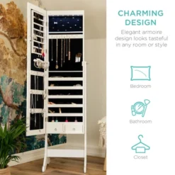 Best Choice Products 6-Tier Standing Mirror Lockable Storage Organizer Cabinet Armoire W/ LED Lights -Furniture Shop GUEST 8f8ec242 b1e6 4edc 95dc 50c3a5496937