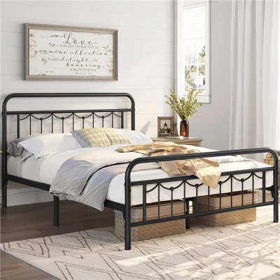 Yaheetech Metal Platform Bed Frame With Vintage Headboard And Footboard 3 Yaheetech Metal Platform Bed Frame With Vintage Headboard And Footboard