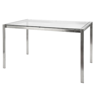 Fuji 47" Modern Dining Table Stainless Steel/Clear Glass - LumiSource 4 Fuji 47" Modern Dining Table Stainless Steel/Clear Glass - LumiSource - Image 2