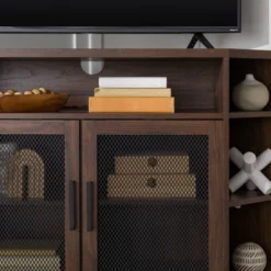 Corner TV Stand For TVs Up To 55" With Metal Mesh Doors - Saracina Home -Furniture Shop GUEST 90874f44 7a56 4e2e 9a74 aef7d9c18351