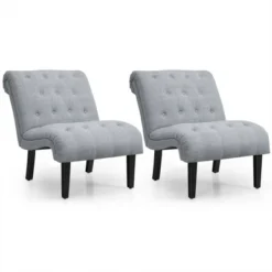 Costway Set Of 2 Armless Accent Chair Upholstered Tufted Lounge Chair -Furniture Shop GUEST 910ba3d7 4ad6 4ab8 baf9 abb23631d626