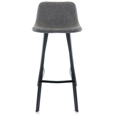 Elama Faux Leather Bar Stool In Gray With Black Legs 3 Elama Faux Leather Bar Stool In Gray With Black Legs