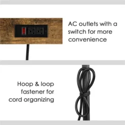 Yaheetech 5-Tier 56" H Baker’s Rack With Wire Basket & Power Outlets, Rustic Brown -Furniture Shop GUEST 914a69db e2fd 4c7b b7ca f7920bd901a2