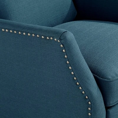 Studio 55D Katy Bold Blue Recliner Chair Modern Armchair Comfortable Push Back Manual Reclining Footrest Pewter Nailhead For Bedroom Living Room House 5 Studio 55D Katy Bold Blue Recliner Chair Modern Armchair Comfortable Push Back Manual Reclining Footrest Pewter Nailhead For Bedroom Living Room House - Image 3