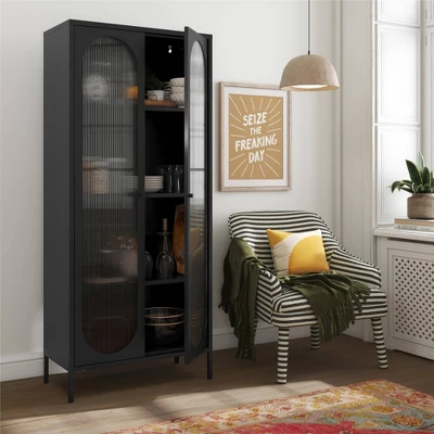 Luna Tall 2 Door Accent Cabinet With Fluted Glass - Mr. Kate 4 Luna Tall 2 Door Accent Cabinet With Fluted Glass - Mr. Kate - Image 2