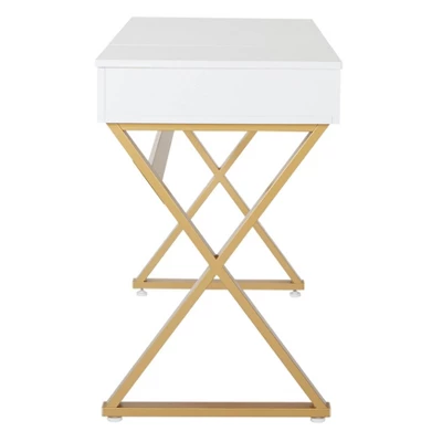 Juliette Vanity Desk Gold Legs With Top White - OSP Home Furnishings 6 Juliette Vanity Desk Gold Legs With Top White - OSP Home Furnishings - Image 4
