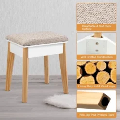 Costway Makeup Vanity Table Dressing Table Cushioned Stool Set -Furniture Shop GUEST 920b12eb 3e96 4368 b851 06aa2d1ccfdc