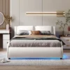 Upholstered Faux Leather Platform Bed With LED Light Bed Frame With Slatted-ModernLuxe -Furniture Shop GUEST 92a40803 0db7 431a b5bf 5262d6461ab7