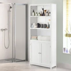 Costway Bookcase Shelving Storage Wooden Cabinet Unit Standing Display Bookcase W/Doors -Furniture Shop GUEST 92ecfdfd 6cbe 4b93 bf7d fea46559444e