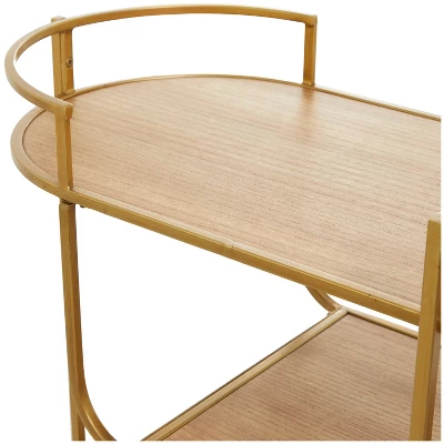 Contemporary Metal And Wood Bar Cart Gold - Olivia & May 4 Contemporary Metal And Wood Bar Cart Gold - Olivia & May - Image 2