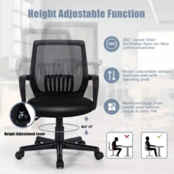 Costway Mid-Back Office Executive Chair Mesh Chair Height Adjustable W/ Lumbar Support -Furniture Shop GUEST 93f620a3 7155 4a21 ac94 5bd37de14bd7