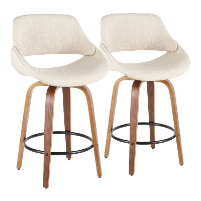 Set Of 2 Fabrico Mid Century Modern Counter Height Barstool - LumiSource 11 Set Of 2 Fabrico Mid Century Modern Counter Height Barstool - LumiSource - Image 9