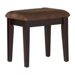 Wooden Vanity Table With 3 Panel Mirror And Padded Stool Brown - Benzara -Furniture Shop GUEST 94a05aff 6514 4bd0 9d3a 5a98f7f83ba2