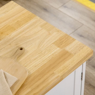 HOMCOM Triple-Cabinet Rolling Kitchen Island On Wheels, Kitchen Cart With Storage Shelf Adjustment, Rolling Utility Cart Wood, Big Drawer, White 6 HOMCOM Triple-Cabinet Rolling Kitchen Island On Wheels, Kitchen Cart With Storage Shelf Adjustment, Rolling Utility Cart Wood, Big Drawer, White - Image 4