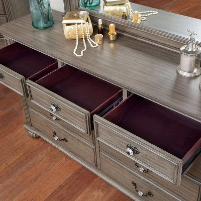 Pennings 9 Drawer Dresser With Mirror Gray - HOMES: Inside + Out 5 Pennings 9 Drawer Dresser With Mirror Gray - HOMES: Inside + Out - Image 3