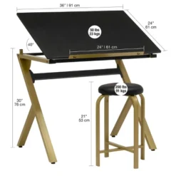 2pc Stellar Drawing Table With 36" Adjustable Top With Stool Set Black/Gold - Studio Designs 35 2pc Stellar Drawing Table With 36" Adjustable Top With Stool Set Black/Gold - Studio Designs -Furniture Shop GUEST 9556e63f 2e6e 4b09 a609 5ca8034b2e5e