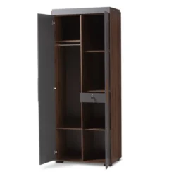 7 Shelf Wardrobe Rikke Two-Tone Wood Storage Cabinet Brown - Baxton Studio -Furniture Shop GUEST 965550c2 a50b 4e67 9494 0db909004e44