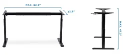 Mount-It! 44" To 64" Wide Manual Hand Crank Standing Desk Height Adjustable Frame Black MI-7931 -Furniture Shop GUEST 96c8a116 04d9 45a1 b558 a5421ba435a7