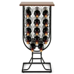 Costway 14 Bottles Wine Rack Console Table Freestanding Wine Storage With Woodtop & Wheels -Furniture Shop GUEST 979c9f1f b46c 48e2 b359 47275b820895