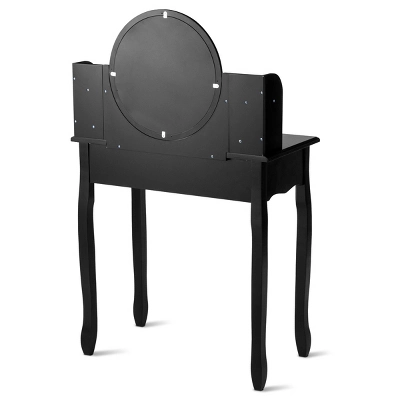 Tangkula Vanity Table Set W/Detachable Mirror & Stool Black/White 9 Tangkula Vanity Table Set W/Detachable Mirror & Stool Black/White - Image 7