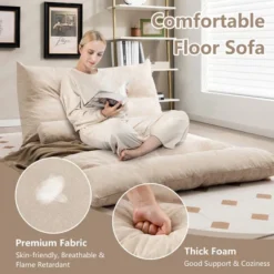 Costway Convertible Lazy Sofa Bed With 42-Level Adjustable Backrest&2 Lumbar Pillows Gray/Beige 19 Costway Convertible Lazy Sofa Bed With 42-Level Adjustable Backrest&2 Lumbar Pillows Gray/Beige -Furniture Shop GUEST 99317c21 722b 4efd 98e8 878f2b1733e7