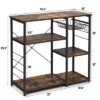 Costway Industrial Kitchen Baker's Rack Microwave Stand Utility Storage Shelf W/ 6 Hooks Steel Black -Furniture Shop GUEST 9ad0ea14 b0c3 4125 a560 0f1029d98856