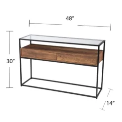 Slehidi Glass Top Console Table With Storage Black/Natural - Aiden Lane -Furniture Shop GUEST 9c3e2fec cff4 410b bab2 febf6b4aef34