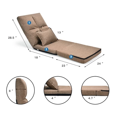 Costway Fold Down Chair Flip Out Lounger Convertible Sleeper Couch Futon Bed W/ Pillow 5 Costway Fold Down Chair Flip Out Lounger Convertible Sleeper Couch Futon Bed W/ Pillow - Image 3