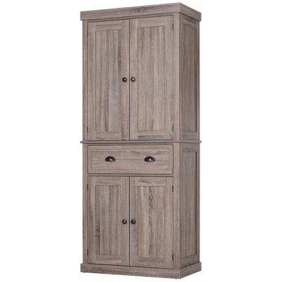HOMCOM 72" Traditional Freestanding Kitchen Pantry Cupboard With 2 Cabinet, Drawer And Adjustable Shelves 5 HOMCOM 72" Traditional Freestanding Kitchen Pantry Cupboard With 2 Cabinet, Drawer And Adjustable Shelves - Image 3