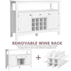 Costway Storage Buffet Sideboard Table Kitchen Sever Cabinet Wine Rack White 19 Costway Storage Buffet Sideboard Table Kitchen Sever Cabinet Wine Rack White -Furniture Shop GUEST 9ce1b7a1 2f7d 4304 b265 e2e3c5953a10