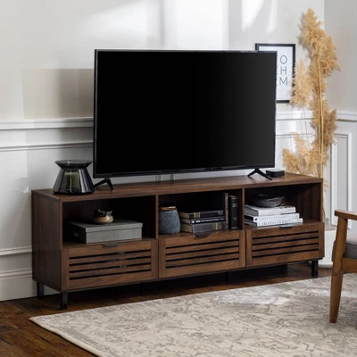 Visconti Boho Slat Door Storage Console TV Stand For TVs Up To 80" - Saracina Home 13 Visconti Boho Slat Door Storage Console TV Stand For TVs Up To 80" - Saracina Home - Image 11