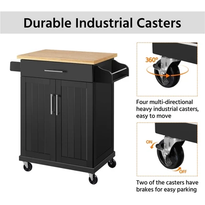 Yaheetech Rolling Kitchen Island Kitchen Cart With Towel Rack & Drawer 7 Yaheetech Rolling Kitchen Island Kitchen Cart With Towel Rack & Drawer - Image 5