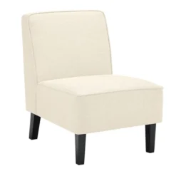Costway Modern Armless Accent Chair Fabric Single Sofa WithRubber Wood Legs Beige/Gray -Furniture Shop GUEST 9dd456c2 fc30 4782 baa5 d89e77fcd17d